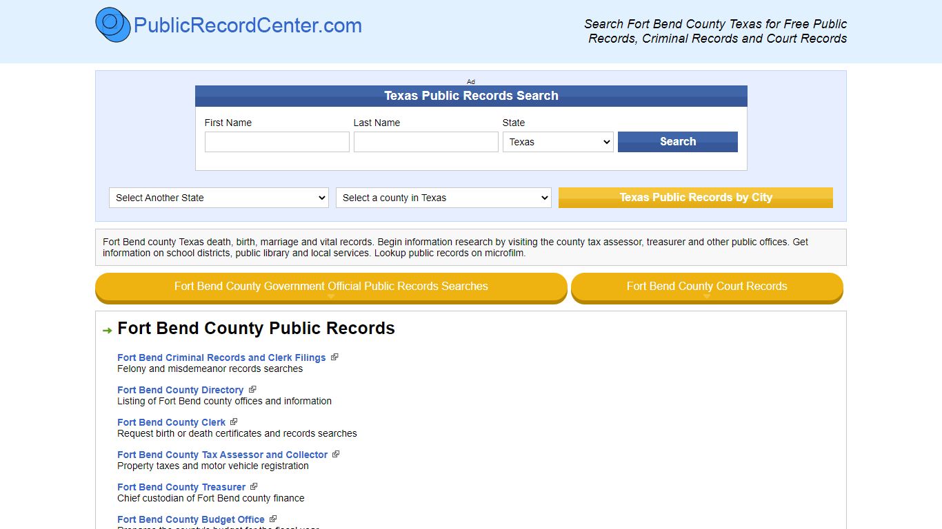 Fort Bend County Texas Free Public Records - Court Records ...